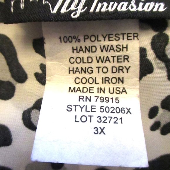 NWT! NY Invasion Womens Gray Animal Print Top, Front Tie, 3/4 Sleeve, Size 3X - Picture 9 of 10